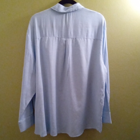 Mens M Primark Blue Casual Button Down Shirt Smooth Fabric Lightweight - Picture 3 of 3